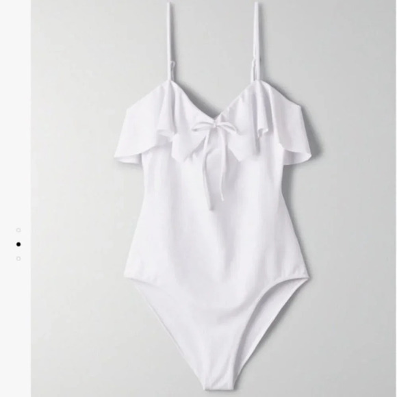 Aritzia Wilfred Nyla One Piece Ruffle Swim Bodysuit White Size Small - Picture 1 of 9